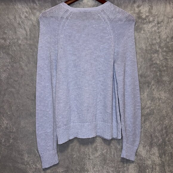 Eileen Fisher Sweater Womens Light Blue XS Organic Linen Blend Open Knit Raglan - Picture 5 of 8